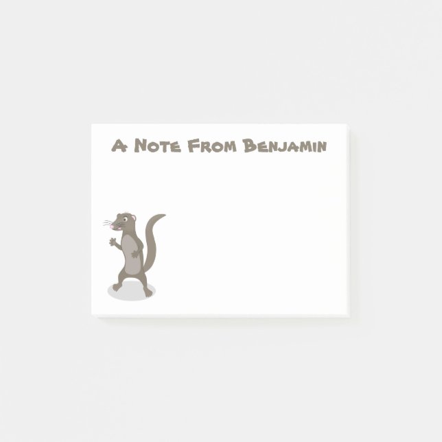 Cute mongoose cartoon illustration post-it notes (Front)