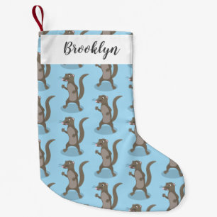 Cute mongoose cartoon illustration small christmas stocking