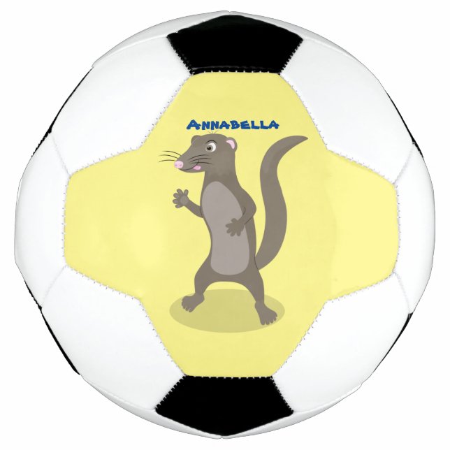 Cute mongoose cartoon illustration soccer ball (Front)