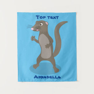 Cute mongoose cartoon illustration tapestry