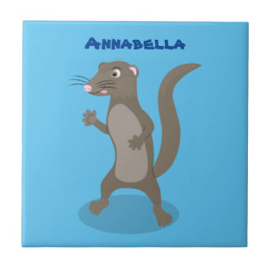 Cute mongoose cartoon illustration tile