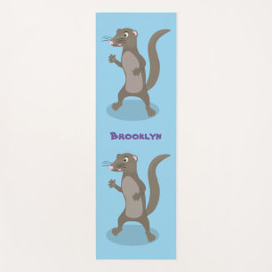 Cute mongoose cartoon illustration yoga mat