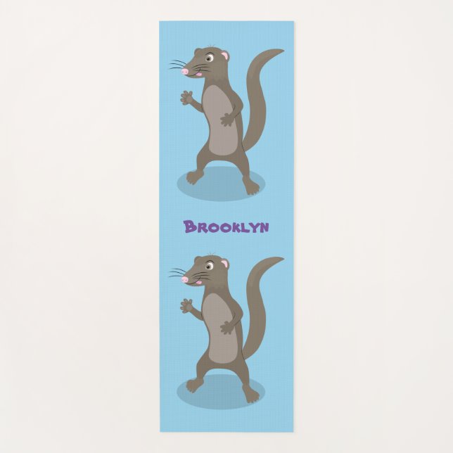 Cute mongoose cartoon illustration yoga mat (Front)