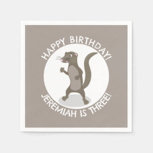 Cute mongoose personalized cartoon birthday napkin