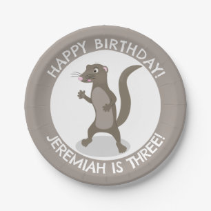 Cute mongoose personalized cartoon birthday paper plate