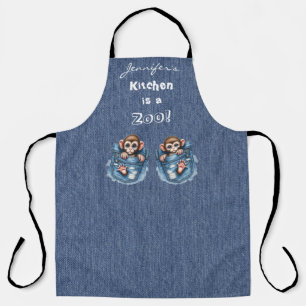 Cute Monkey All-Over Print Apron