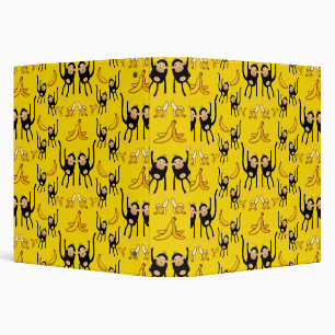 Cute Monkey And Banana Print Binder