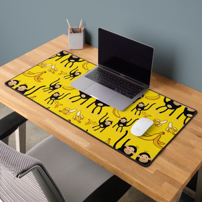 Cute Monkey And Banana Print Desk Mat (Office 2)