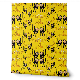 Cute Monkey And Banana Print Wallpaper