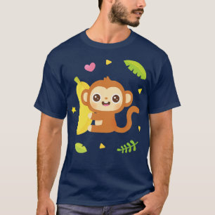 Cute Monkey and Banana Tropical Vibes T-Shirt
