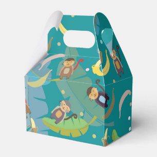 Cute Monkey and Bananas in Tree Pattern Birthday Favor Box