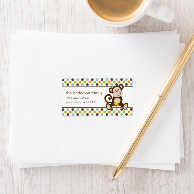 Cute Monkey and Polka Dots Label (Insitu)