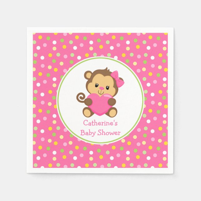 Cute Monkey Baby Shower Napkins (Front)