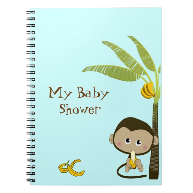 Cute Monkey Baby Shower Notebook (Front)