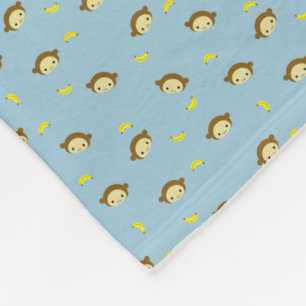 Cute Monkey Banana Pattern Fleece Blanket