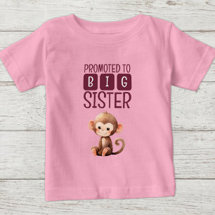 Cute monkey big sister pink baby T-Shirt