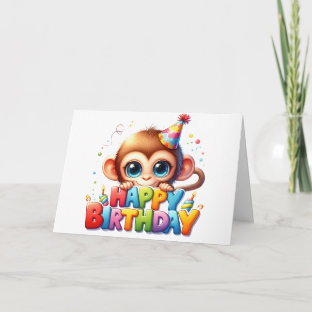 Cute Monkey Birthday Card  (Front)