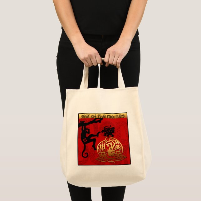Cute Monkey Chinese Year Zodiac Birthday Tote Bag (Front (Product))