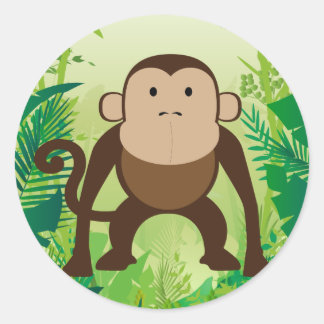 Cute Monkey Classic Round Sticker