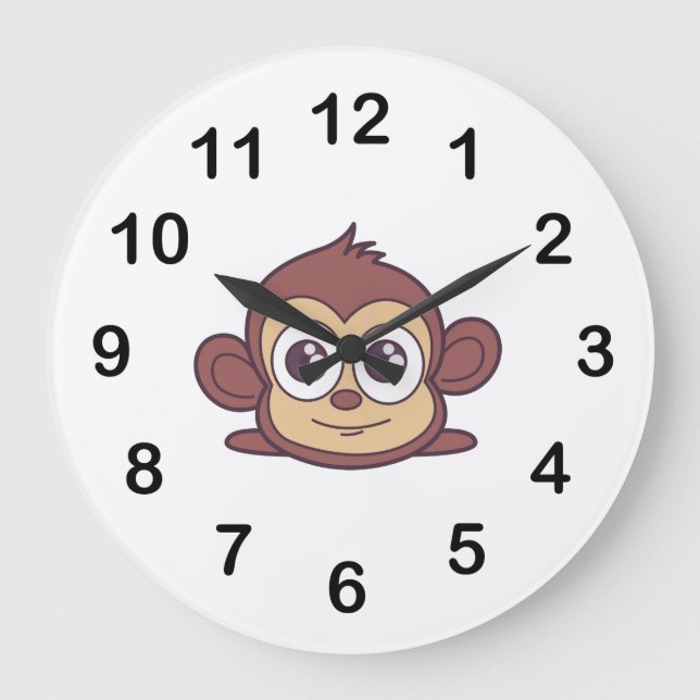 Cute monkey clipart large clock (Front)