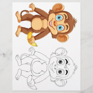Cute monkey colouring page