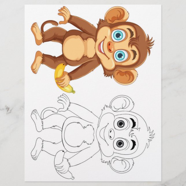 Cute monkey colouring page (Front)