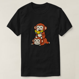 Cute Monkey Eating Watermelon Funny Stack Art T-Shirt