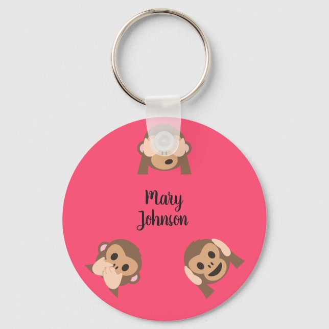 Cute Monkey Emojis Keychain (Front)