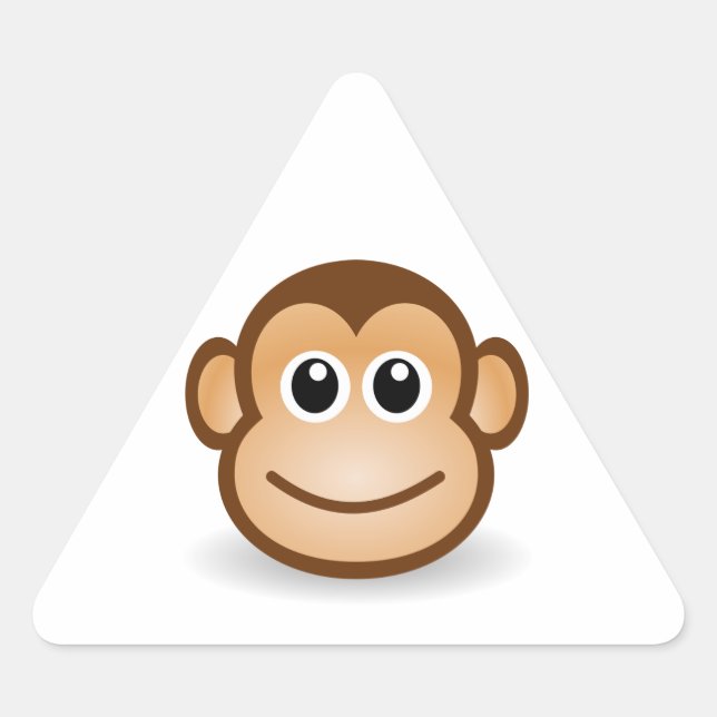 Cute Monkey Face Triangle Sticker (Front)