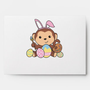 Cute Monkey For Easter With Easter Eggs As Easter Envelope