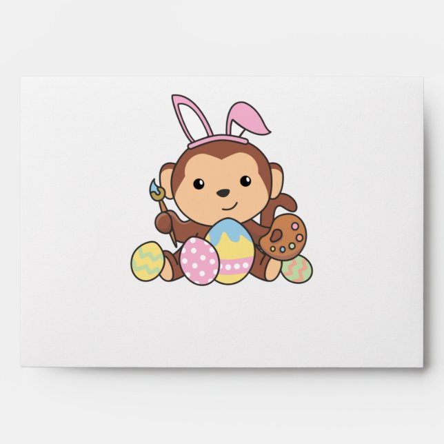 Cute Monkey For Easter With Easter Eggs As Easter Envelope (Front)
