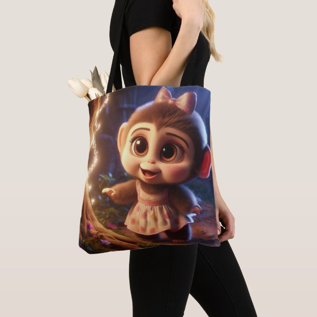 Cute monkey in a dress tote bag (Close Up)