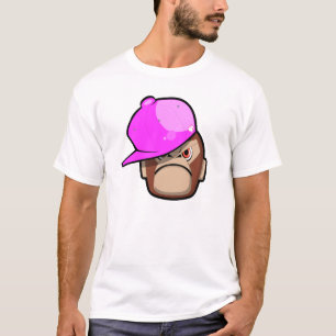 Cute monkey in pink apple style (on white shirt) T-Shirt