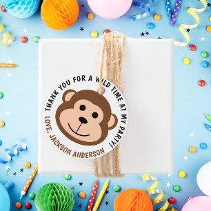 Cute Monkey Jungle Safari Animal Kids Birthday  Favour Tags