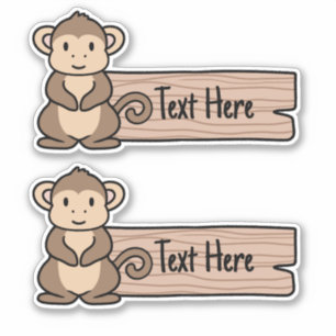 Cute Monkey Label 