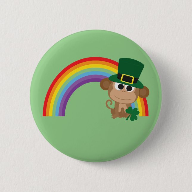 Cute Monkey Leprechaun 2 Inch Round Button (Front)