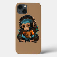 Cute Monkey Listening Music, Music Immersed Monkey