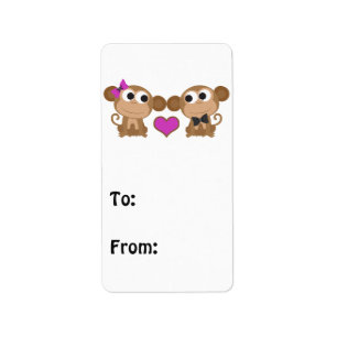 Cute Monkey Love Label