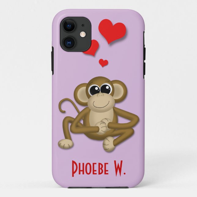 Cute Monkey Love Personalized iPhone 5 Case (Back)