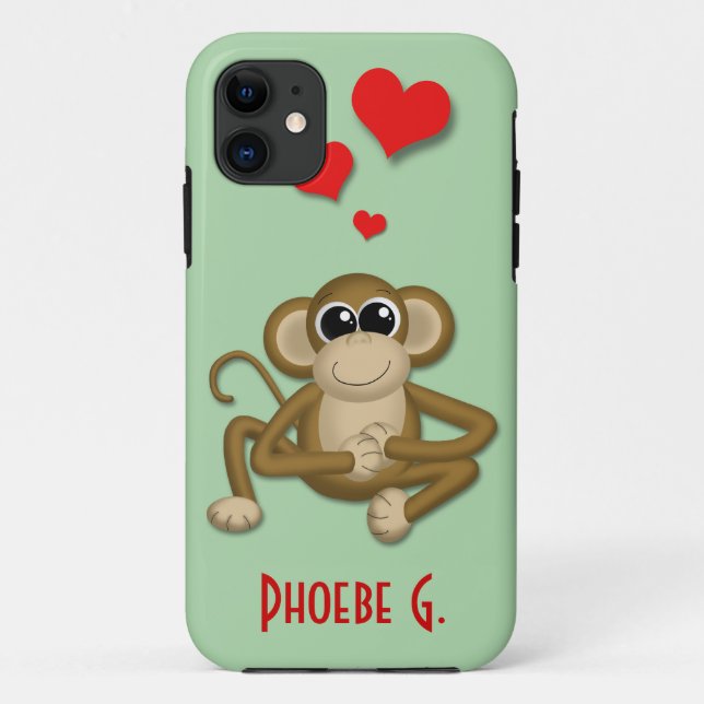 Cute Monkey Love Personalized iPhone 5 Case (Back)