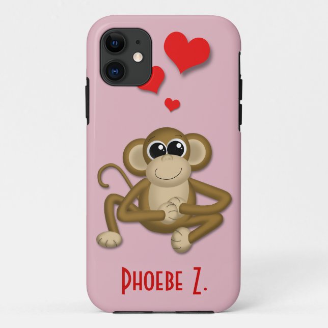 Cute Monkey Love Personalized iPhone 5 Case (Back)