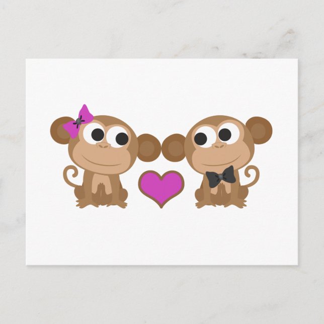 Cute Monkey Love Postcard (Front)