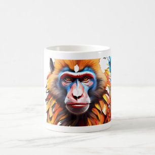 Cute Monkey Mosaic Fantasy Mug Design.