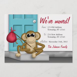 Cute Monkey on Doorstep - Moving Announcements