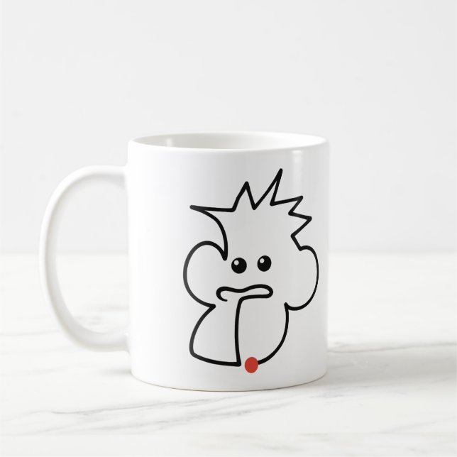 Cute Monkey One Line Art - Winking Coffee Mug (Left)
