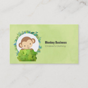 Cute Monkey Peeking Out from Behind a Bush Business Card