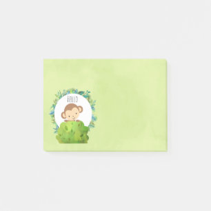 Cute Monkey Peeking Out from Behind a Bush Post-it Notes