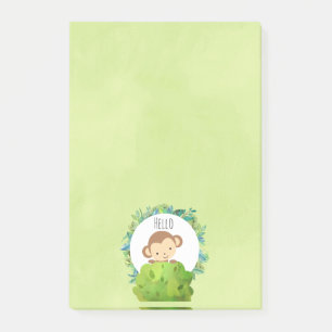 Cute Monkey Peeking Out from Behind a Bush Post-it Notes