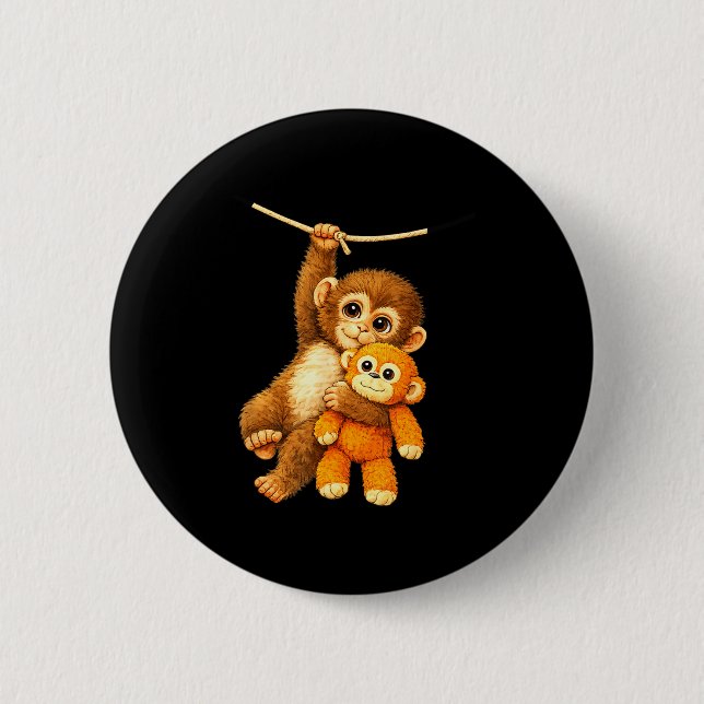 Cute monkey punch baby  2 inch round button (Front)