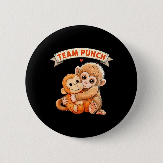 Cute Monkey Punch Baby Monkey Team Punch 2 Inch Round Button (Front)